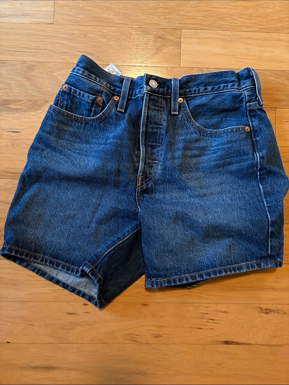 Levi's Light Blue Denim Shorts with Tan Stitching